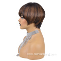 Usexy Color Pixie Wig Vendors Wholesale Cheap Straight Short Human Hair Wigs With Bangs perruques naturelles courtes